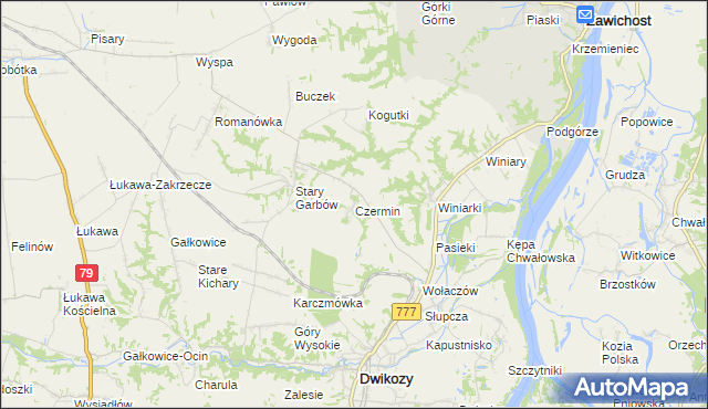 mapa Czermin gmina Dwikozy, Czermin gmina Dwikozy na mapie Targeo