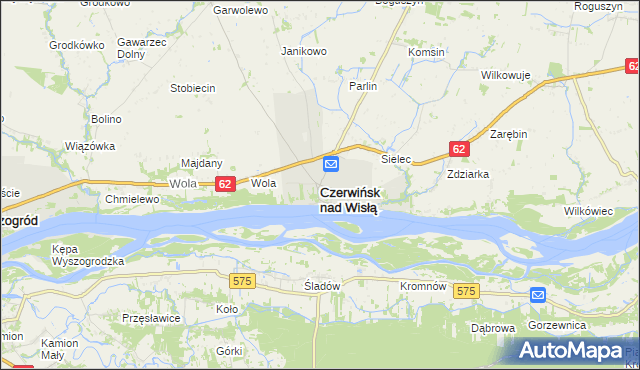mapa Czerwińsk nad Wisłą, Czerwińsk nad Wisłą na mapie Targeo