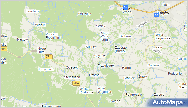 mapa Czyżów gmina Łagów, Czyżów gmina Łagów na mapie Targeo