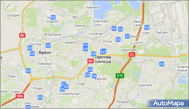 mapa Dąbrowa Górnicza, Dąbrowa Górnicza na mapie Targeo
