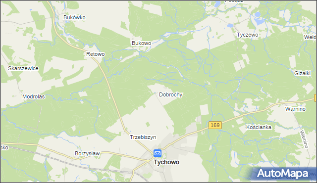 mapa Dobrochy gmina Tychowo, Dobrochy gmina Tychowo na mapie Targeo
