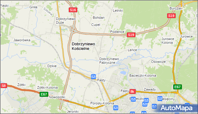 mapa Dobrzyniewo Fabryczne, Dobrzyniewo Fabryczne na mapie Targeo