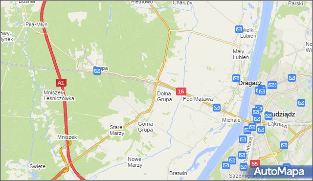 mapa Dolna Grupa, Dolna Grupa na mapie Targeo