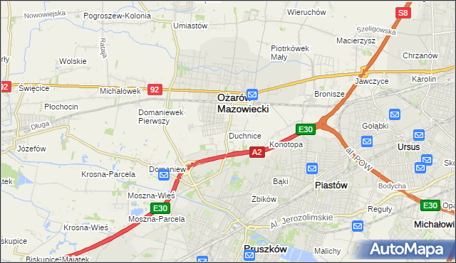mapa Duchnice, Duchnice na mapie Targeo