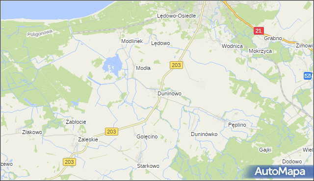 mapa Duninowo, Duninowo na mapie Targeo