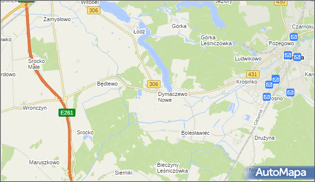mapa Dymaczewo Nowe, Dymaczewo Nowe na mapie Targeo