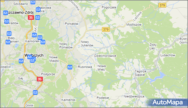 mapa Dziećmorowice, Dziećmorowice na mapie Targeo
