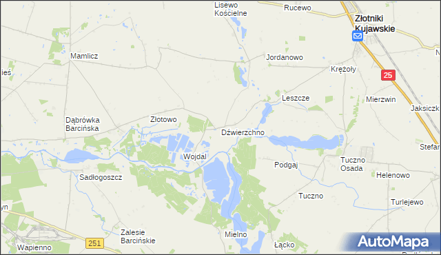 mapa Dźwierzchno, Dźwierzchno na mapie Targeo
