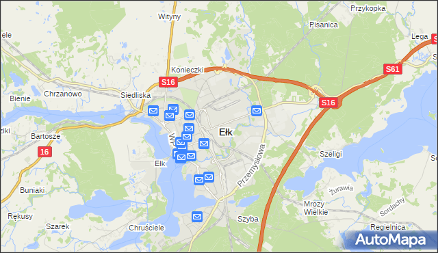 mapa Ełku, Ełk na mapie Targeo