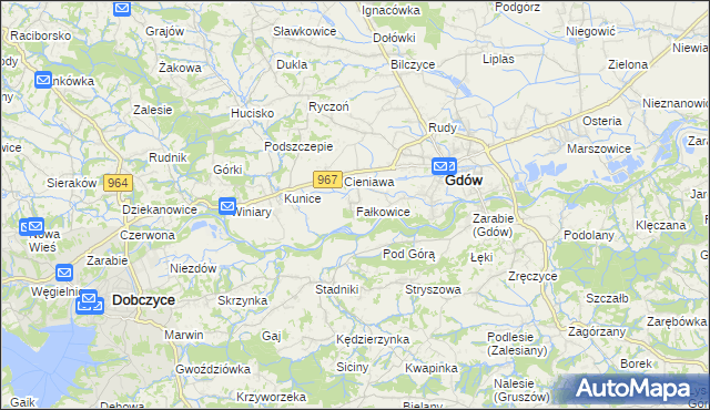 mapa Fałkowice gmina Gdów, Fałkowice gmina Gdów na mapie Targeo