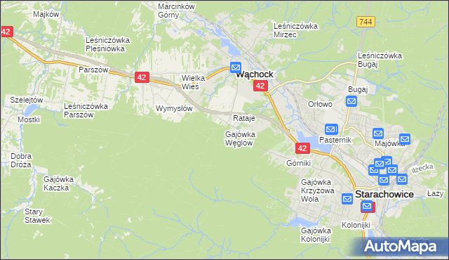 mapa Gajówka Węglów, Gajówka Węglów na mapie Targeo