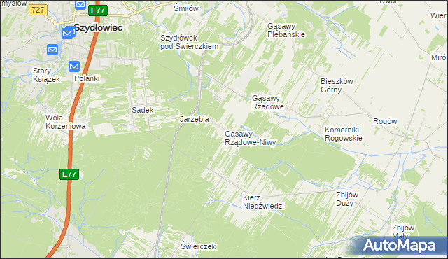 mapa Gąsawy Rządowe-Niwy, Gąsawy Rządowe-Niwy na mapie Targeo