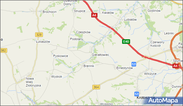 mapa Gierałtowiec, Gierałtowiec na mapie Targeo