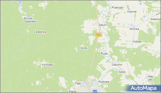 mapa Glinki gmina Lidzbark, Glinki gmina Lidzbark na mapie Targeo