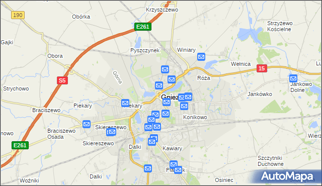 mapa Gniezna, Gniezno na mapie Targeo