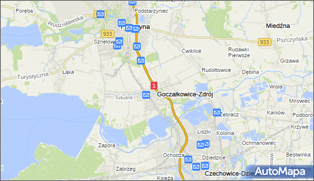 mapa Goczałkowice-Zdrój, Goczałkowice-Zdrój na mapie Targeo