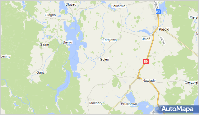mapa Goleń gmina Piecki, Goleń gmina Piecki na mapie Targeo