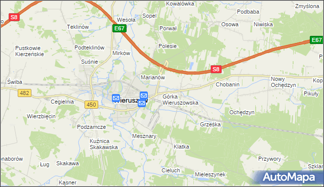 mapa Górka Wieruszowska, Górka Wieruszowska na mapie Targeo