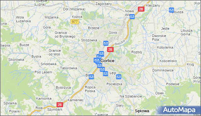 mapa Gorlic, Gorlice na mapie Targeo