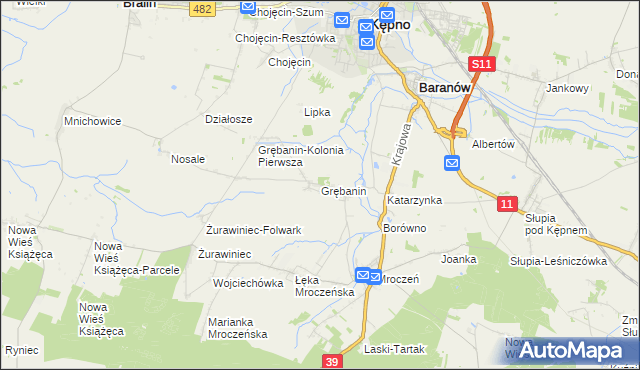 mapa Grębanin, Grębanin na mapie Targeo