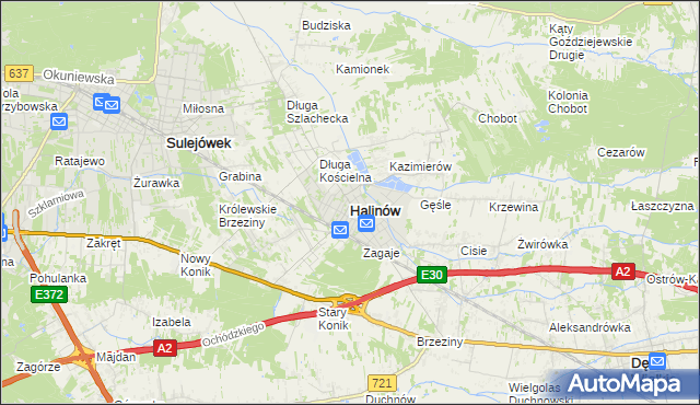 mapa Halinów powiat miński, Halinów powiat miński na mapie Targeo