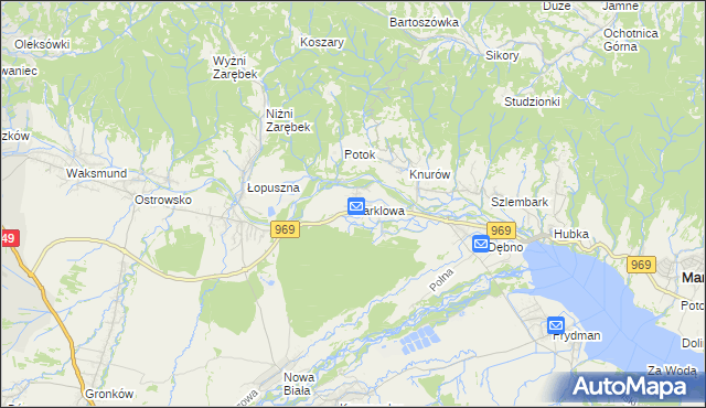 mapa Harklowa gmina Nowy Targ, Harklowa gmina Nowy Targ na mapie Targeo