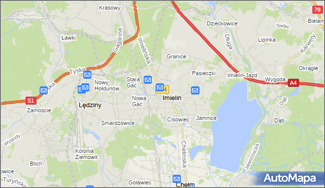 mapa Imielin, Imielin na mapie Targeo