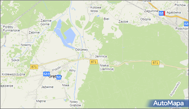 mapa Jamnica gmina Grębów, Jamnica gmina Grębów na mapie Targeo