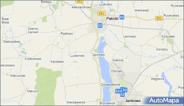 mapa Jankowo gmina Pakość, Jankowo gmina Pakość na mapie Targeo