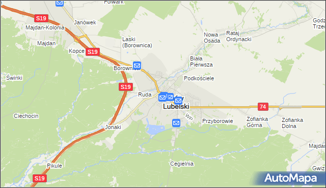 mapa Janów Lubelski, Janów Lubelski na mapie Targeo