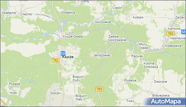 mapa Jaroszowiec, Jaroszowiec na mapie Targeo