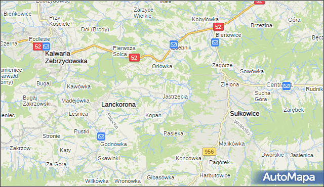 mapa Jastrzębia gmina Lanckorona, Jastrzębia gmina Lanckorona na mapie Targeo