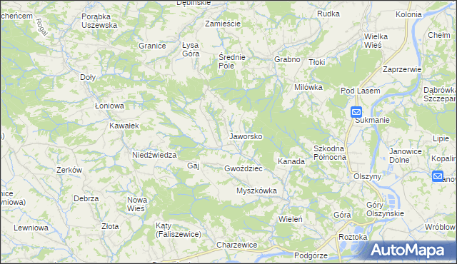 mapa Jaworsko, Jaworsko na mapie Targeo