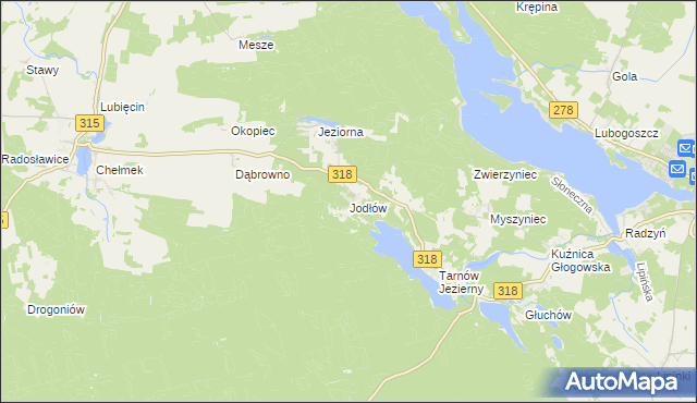 mapa Jodłów gmina Nowa Sól, Jodłów gmina Nowa Sól na mapie Targeo