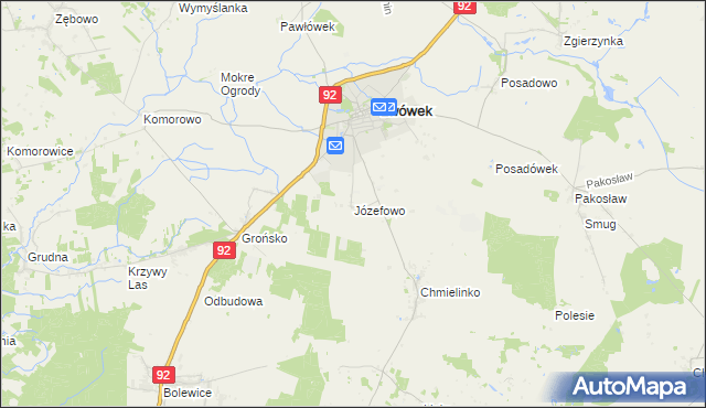 mapa Józefowo gmina Lwówek, Józefowo gmina Lwówek na mapie Targeo