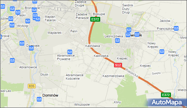 mapa Kalinówka gmina Głusk, Kalinówka gmina Głusk na mapie Targeo