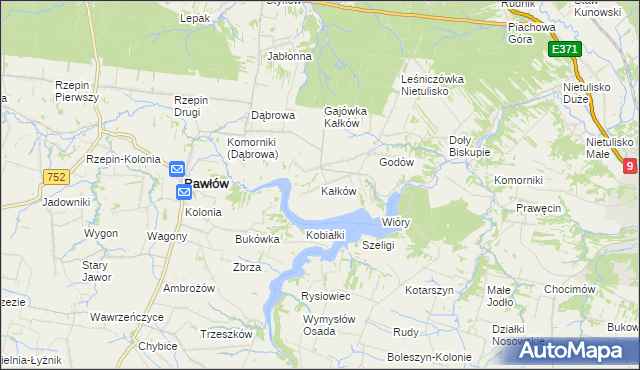 mapa Kałków gmina Pawłów, Kałków gmina Pawłów na mapie Targeo