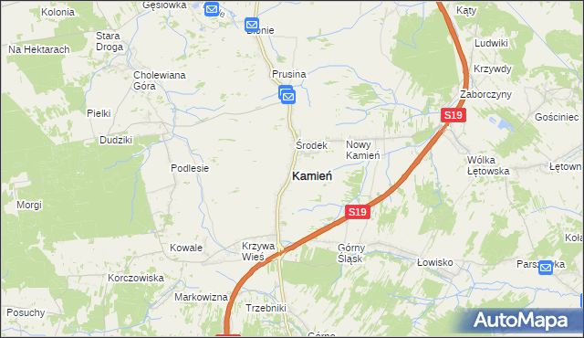 mapa Kamień powiat rzeszowski, Kamień powiat rzeszowski na mapie Targeo