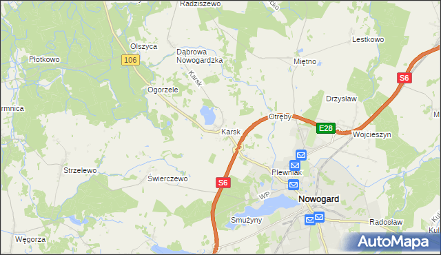 mapa Karsk gmina Nowogard, Karsk gmina Nowogard na mapie Targeo