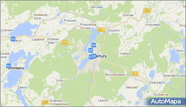 mapa Kartuzy, Kartuzy na mapie Targeo