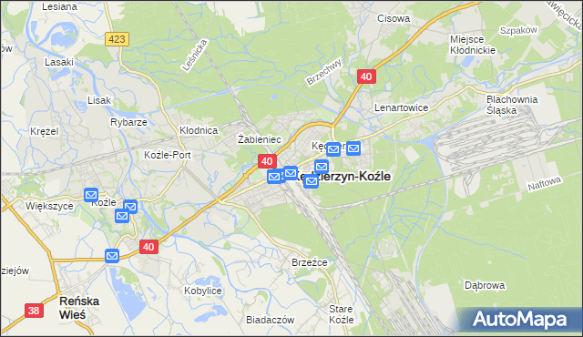 mapa Kędzierzyna-Koźle, Kędzierzyn-Koźle na mapie Targeo