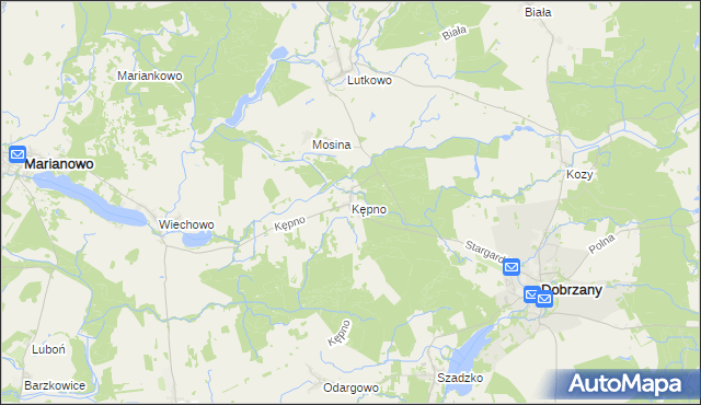 mapa Kępno gmina Dobrzany, Kępno gmina Dobrzany na mapie Targeo