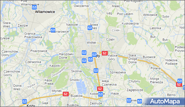 mapa Kęty, Kęty na mapie Targeo