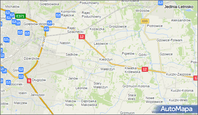 mapa Kiedrzyn gmina Gózd, Kiedrzyn gmina Gózd na mapie Targeo