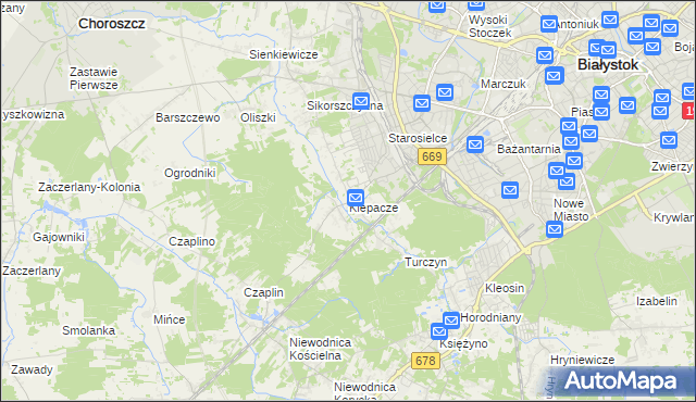 mapa Klepacze gmina Choroszcz, Klepacze gmina Choroszcz na mapie Targeo