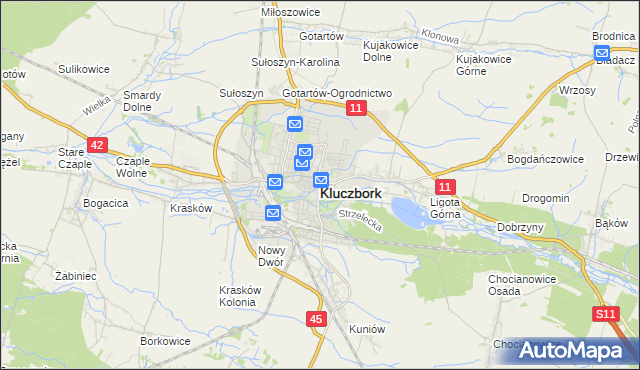mapa Kluczbork, Kluczbork na mapie Targeo