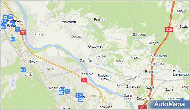 mapa Kłyżów, Kłyżów na mapie Targeo