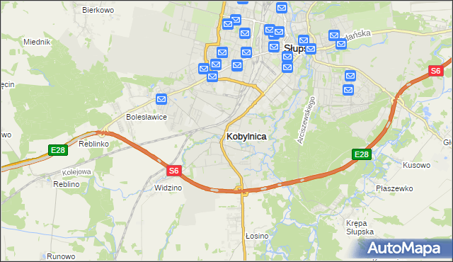 mapa Kobylnica powiat słupski, Kobylnica powiat słupski na mapie Targeo