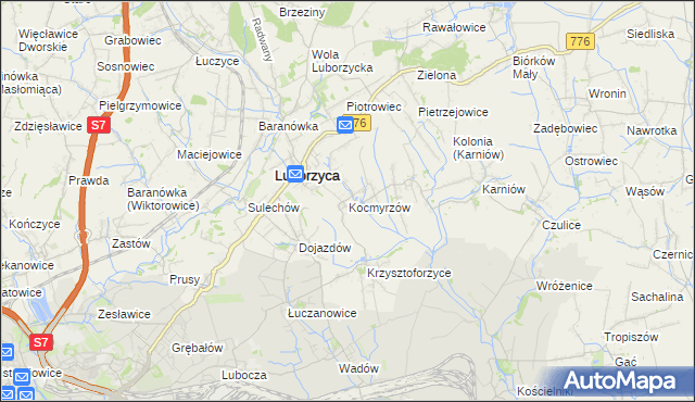 mapa Kocmyrzów, Kocmyrzów na mapie Targeo