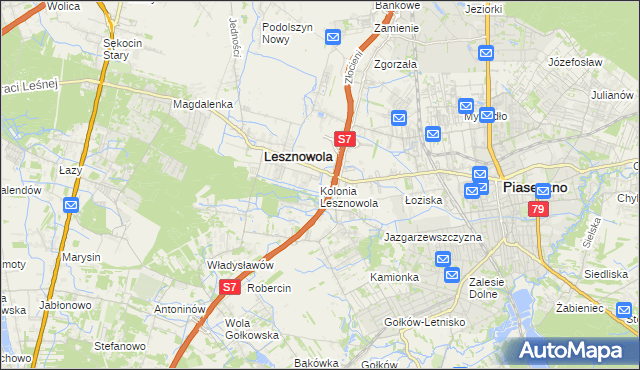 mapa Kolonia Lesznowola, Kolonia Lesznowola na mapie Targeo